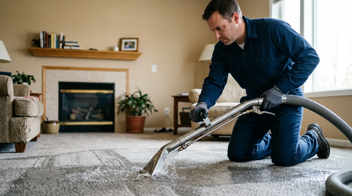 Water damage restoration technician working near North Wales, PA